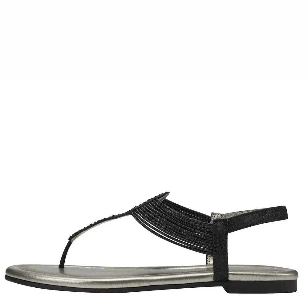 Bandolino Women's Kayte2 Flat Sandal, Black, 8.5